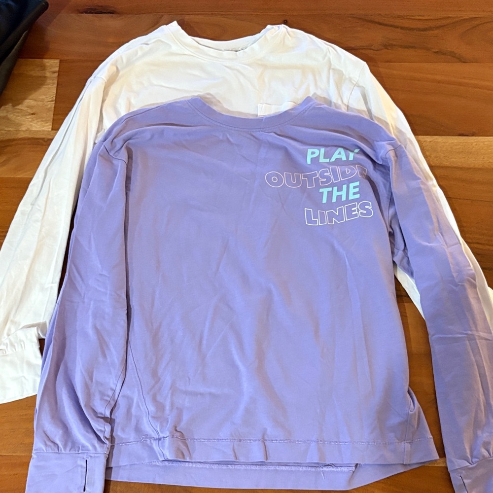 AthletaGirl Purple and White Long Sleeve Shirts Size Large